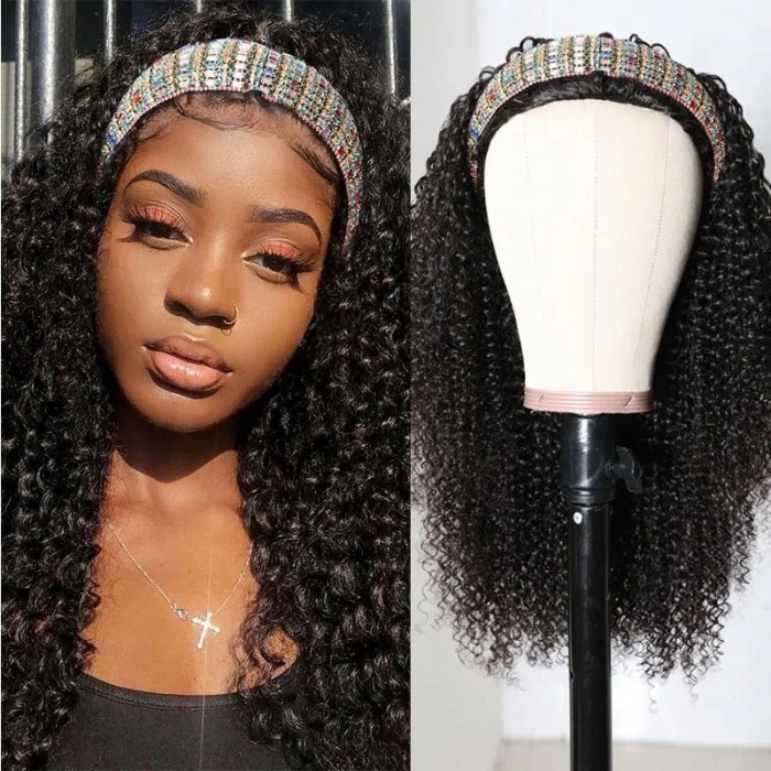 16inch Jerry Curly Half Wig 150% Density 100% Virgin Human Hair Grab And Go