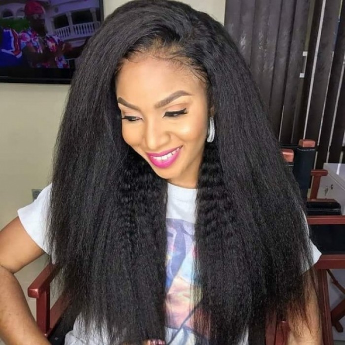 UNice Whatsapp Special Offer 13*4 Glueless Kinky Straight Lace Front Wig Human Hair 150% Density