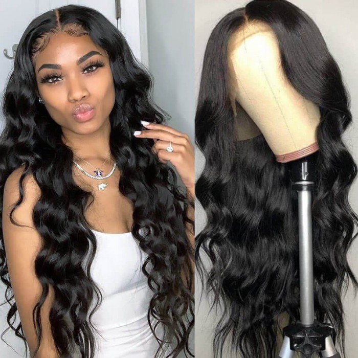 Long body wave lace front wig