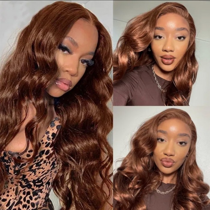 UNice Whatsapp Special Offer Cinnamon Brown Loose Wave Shoulder-Length 13x4 Lace Front Wig