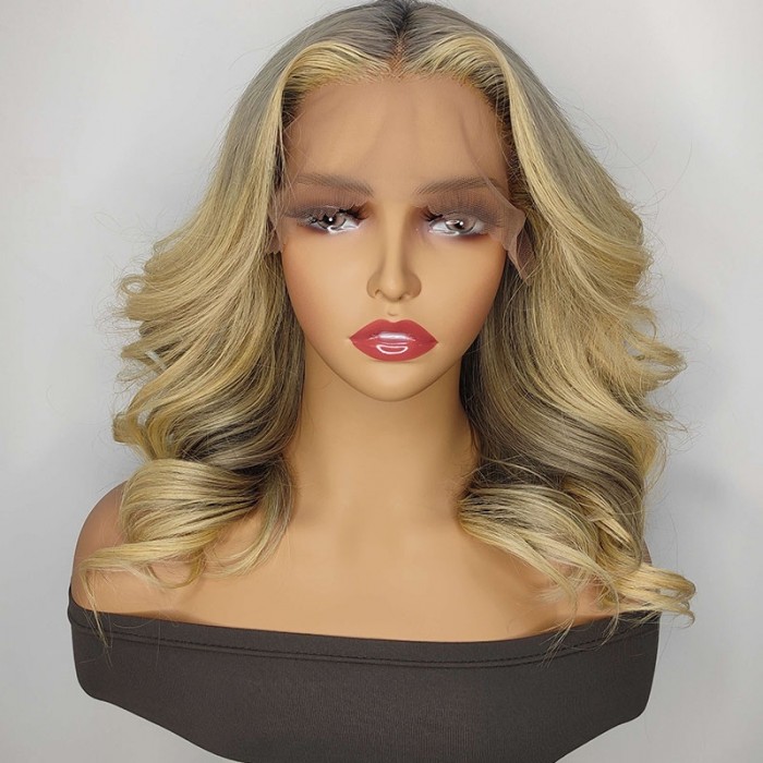 UNice Straight Honey Blonde Highlight Lace Front Hair Wigs