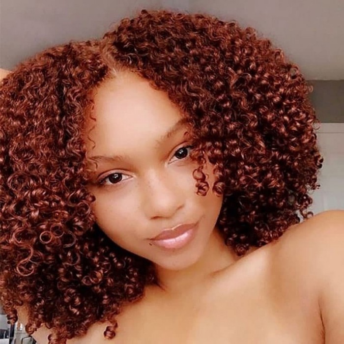 New Arrival UNice 16 inch Chic Auburn Color Middle T Part Curly Wig