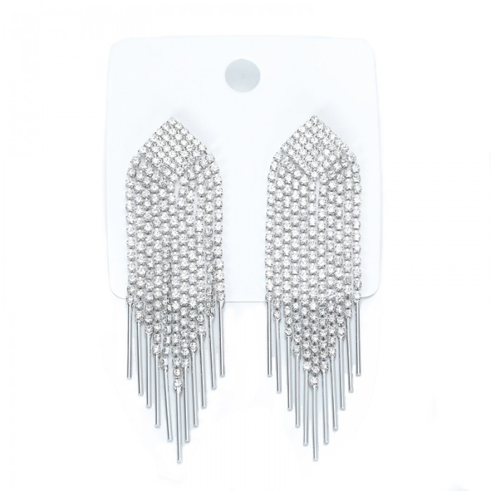 Gifts New Luxury Rhinestone Crystal Long Tassel Earrings