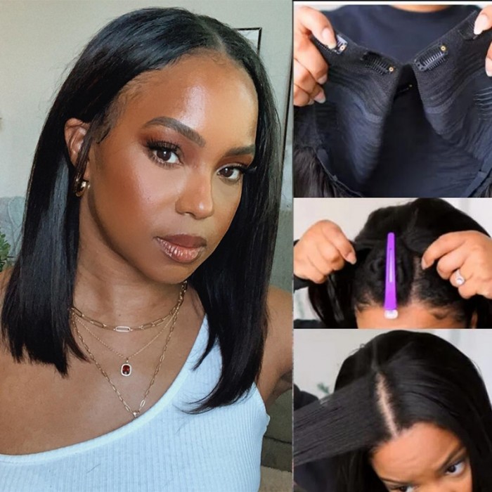 UNice Super Affordable Bob V Part Straight Natural Hairline Wigs