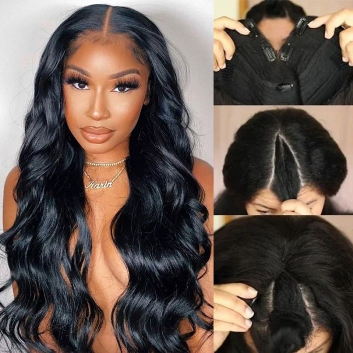 UNice Beginner Friendly V Part Body Wave Wig No Leave Out Thin Part Upgrade U Part Human Hair Wig