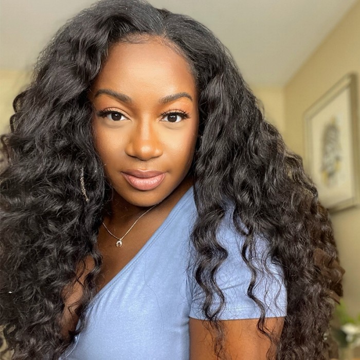 UNice Deep Wave No Leave Out V Part Wig Last Minute Style Super Natural Gluless Wig
