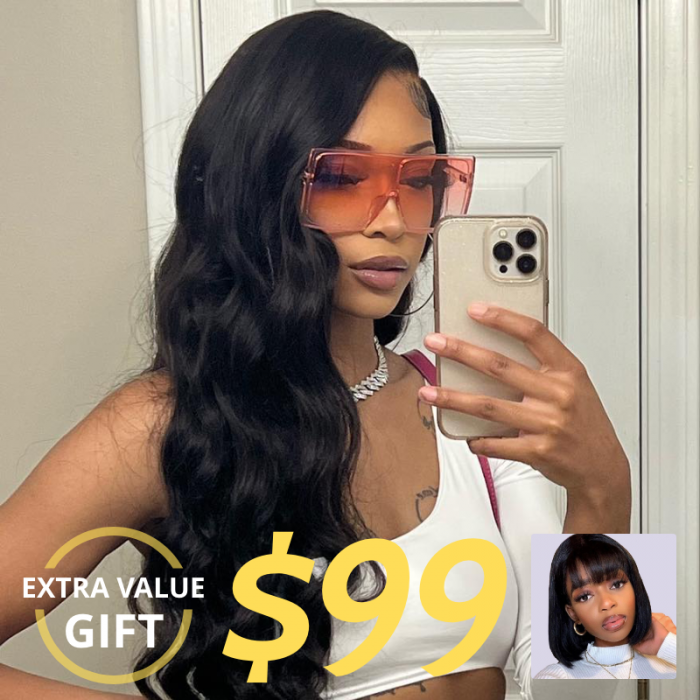 UNice High Density Body Wave HD Flawless Glueless Lace Closure Wig