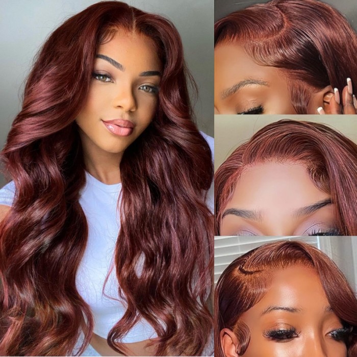 UNice Undetectable HD Lace 5x5 Closure Reddish Brown Body Wave Glueless Wig