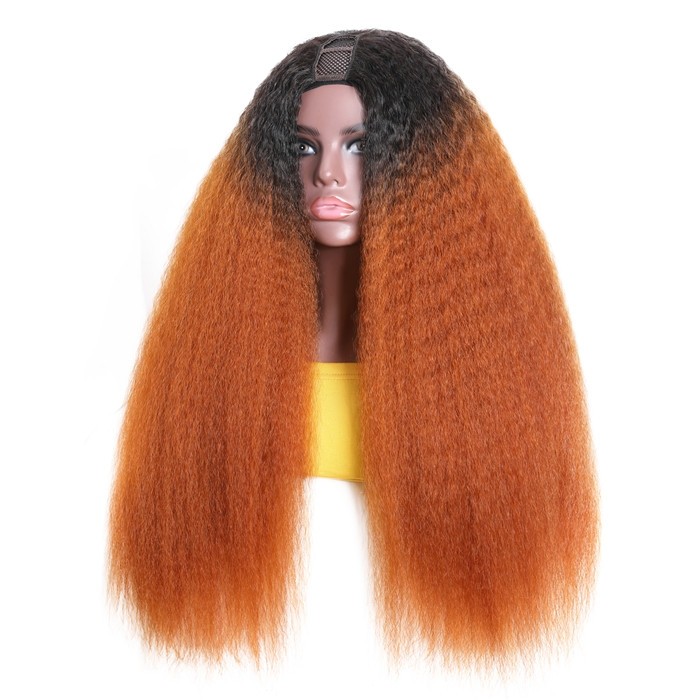 UNice Kinky Straight U Part Human Hair Wig Middle Parting Upart Wigs 150% Density Bettyou Series