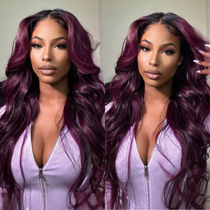 UNice Smokey Deep Purple Ombre 13x4 Lace Front Body Wave Wig