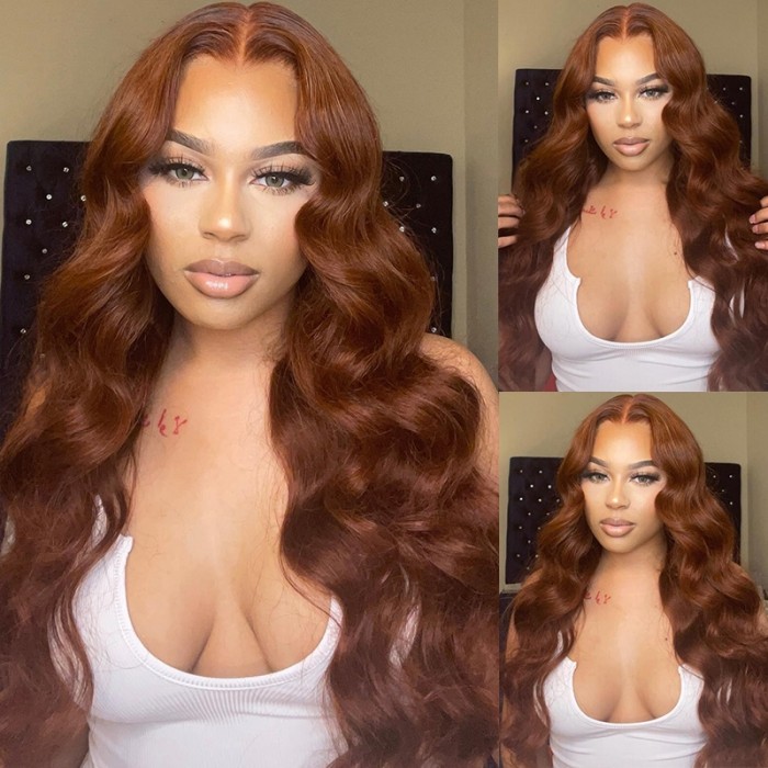 UNice Reddish Brown 4x0.75 Lace Part Natural Pre-Plucked Body Wave Wig
