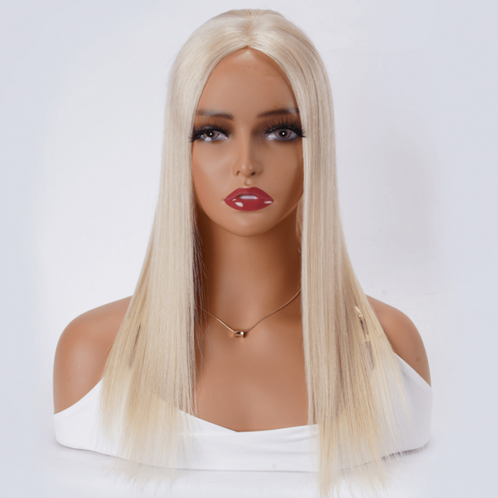 UNice Hair Topper Platinum Blonde Lightweight And Breathable Lace Front Clip In Hair Topper
