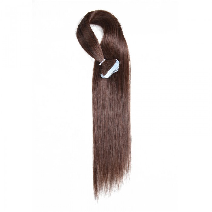 UNice 20pcs 50g Straight Tape In Hair Extensions #4 Medium Brown 100% Virgin Hair