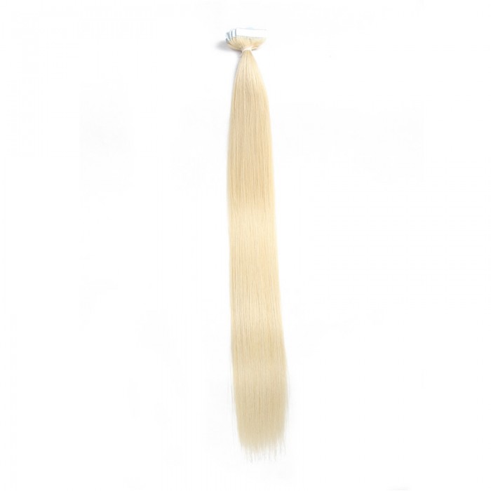UNice 20pcs 50g Straight Tape In Hair Extensions #613 Lightest Blonde 100% Virgin Hair