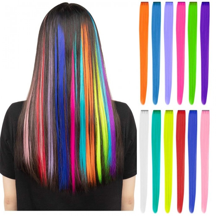 Colored Party Highlights Colorful Clip in Virgin Hair Extensions Unice Hair