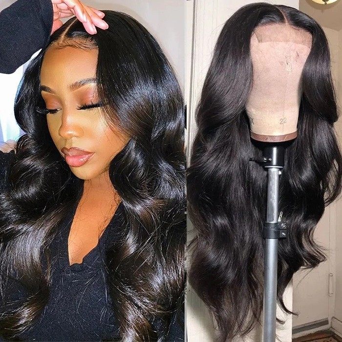  UNice Body Wave Wig Lace Part Wig 150% Density Middle Part With Baby Hair