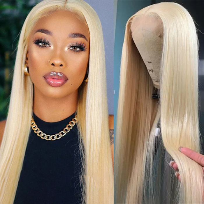 UNice 180% Density 613 Blonde Glueless Transparent Full Lace Straight Human Hair Wig