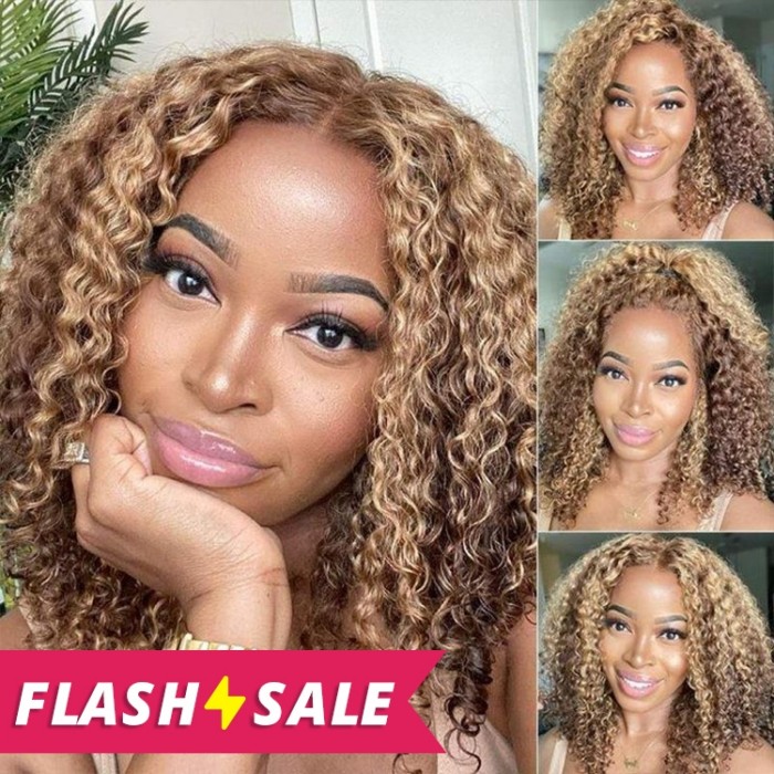 Unice 20 Inch Exclusive Honey Blonde Curly 13*4 Lace Front Virgin Human Hair Wig