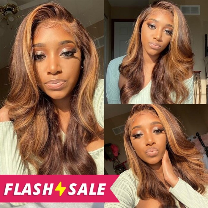 Unice 20 Inch Exclusive Honey Blonde Highlight Body Wave Lace Front Virgin Hair Wig
