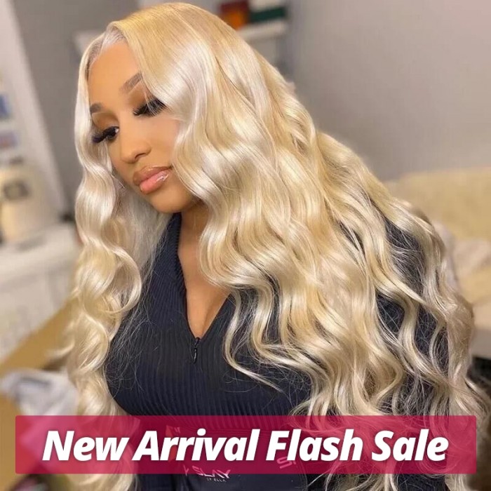 Super Sale 16 Inch UNice 613 Blonde 180% Density Transparent 360 Lace Wig Straight Human Hair