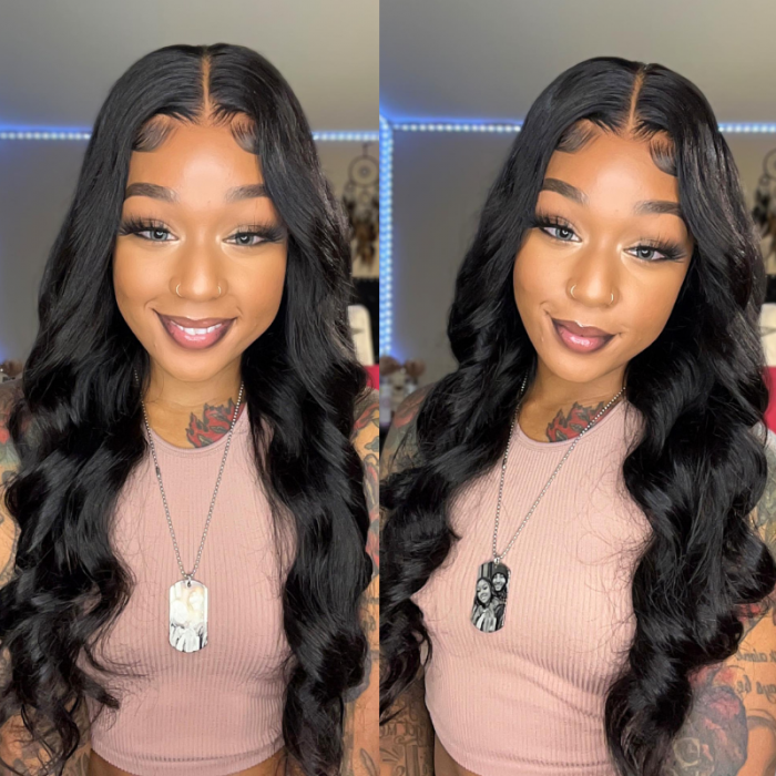 UNice 6x4.5 Wear and Go Pre Cut Lace Quick & Easy Body Wave Black Wig Cap Design