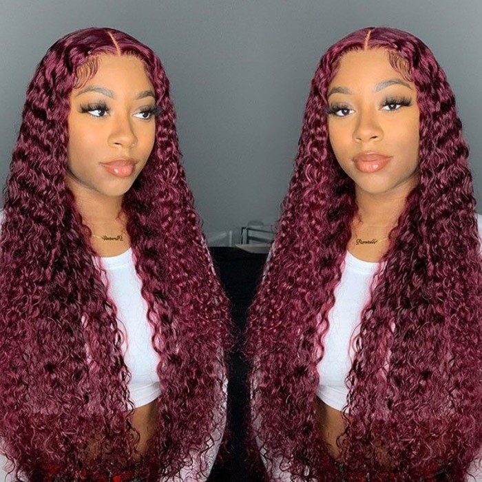 Unice 14inch  99j Hair Color Curly Lace Part Wig