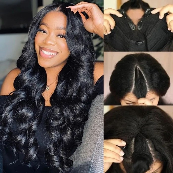UNice Beginner Friendly V Part Body Wave Wig No Leave Out Upgrade U Part Human Hair Wig