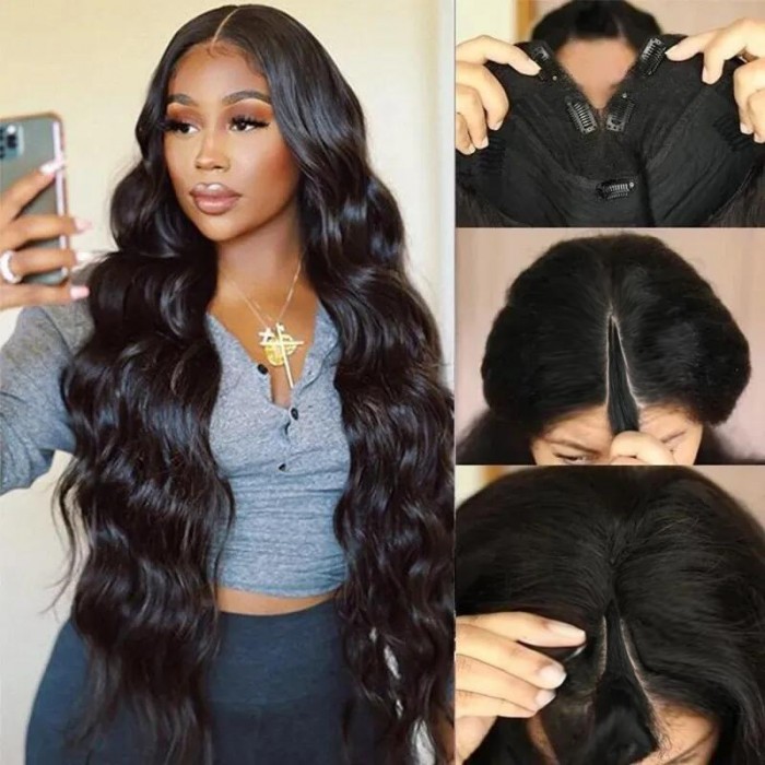 Bonus Buy 18'' Beginner Friendly V Part Body Wave Wig No Leave Out Upgrade U Part Human Hair Wig