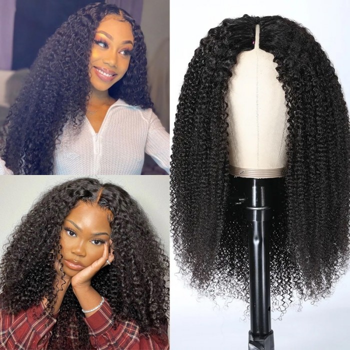 50% Off Brand Day Beginner Friendly V Part Kinky Curly Wig Upgrade U Part Human Hair Wig