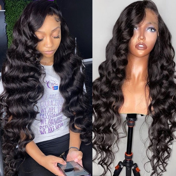 Hot Sale Long Body Wave HD Invisible Lace Front Human Hair Wigs 13x4 Natural Color Pre Plucked 180% Density 