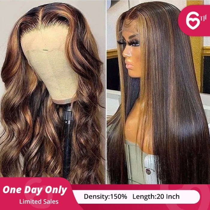 UNice 20Inch Balayage #FB30 Body Wave Lace Front T Part Wig Wigs  Anniversary Sale
