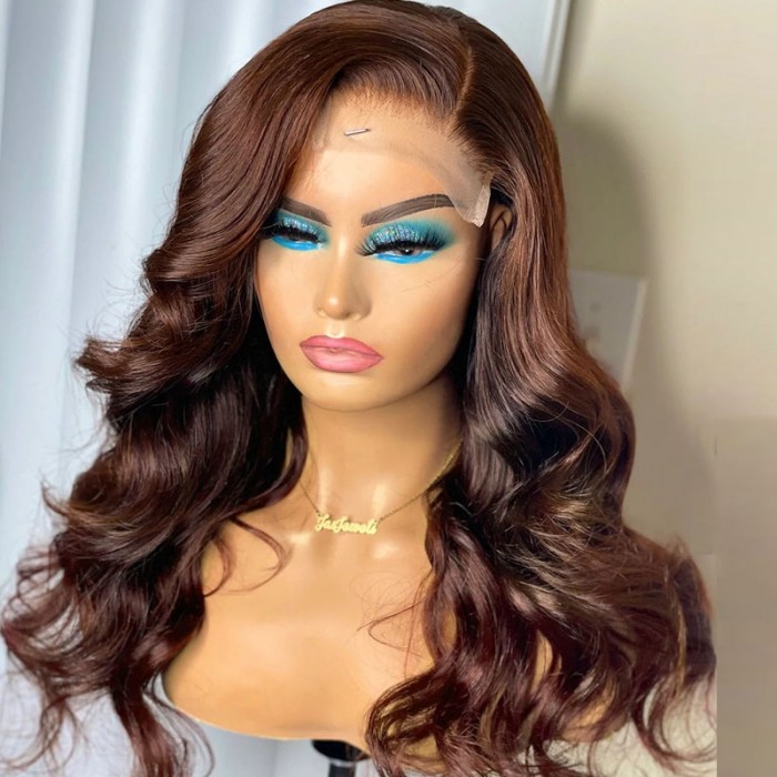 UNice Shoulder-Length Frontal Wavy Wig With Golden Brown Face-Framing Highlights
