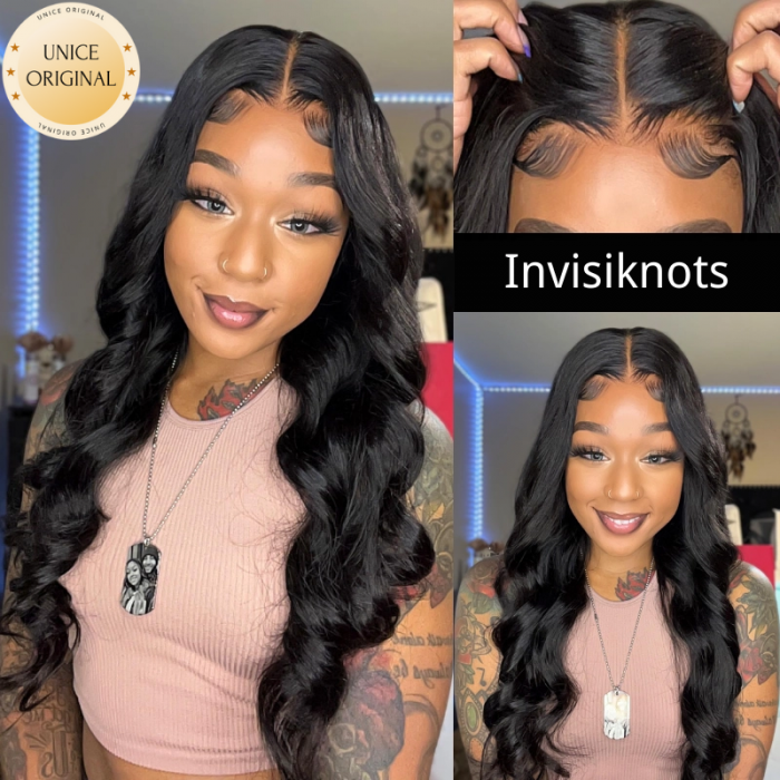 UNice Bye Bye Knots Wig 7x5 Glueless Lace Body Wave Wig With Pre Bleached Knots Plucked Hairline