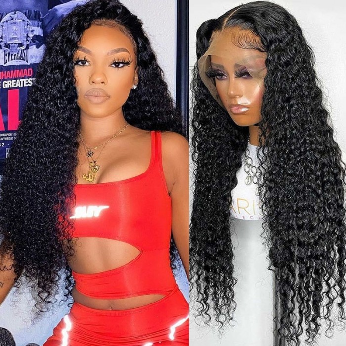 UNice Curly Lace Front Wigs Human Hair 13x4 HD Lace Wigs for Women 150% Density Natural Color 