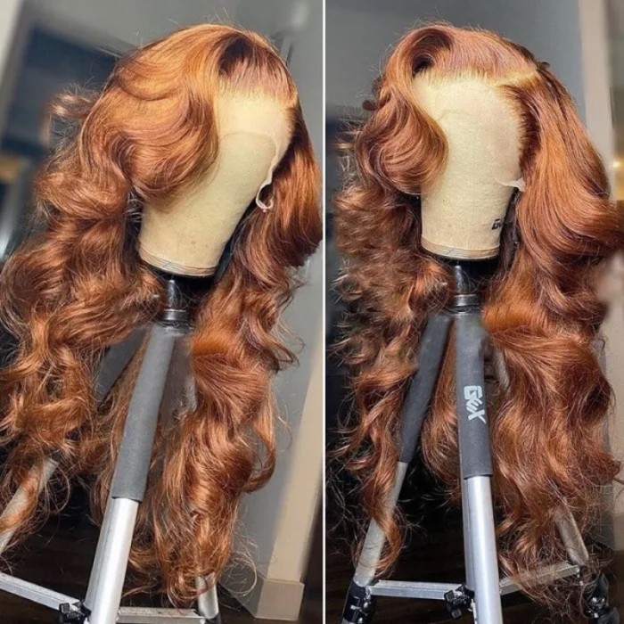 UNice Auburn Brown Loose Wave Big Voluminous Curl 13x4 lace Front Wig