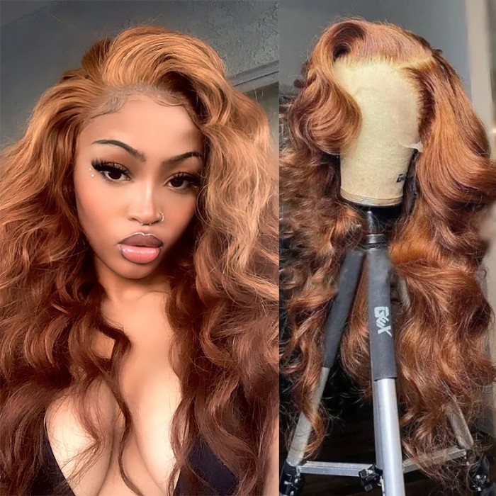 UNice Presale 13x4 lace Front  Fall Color wig Auburn Light Brown 180% Density Loose Wave Wig