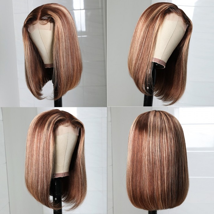 UNice Fashion Straight Short Bob Wigs TL412 Highlight Lace Part Wig 150% Density