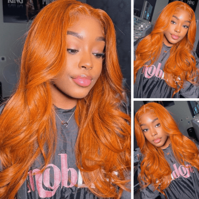 UNice Presale Ginger Hair Color Lace Front Body Wave Human Hair Wavy Wig