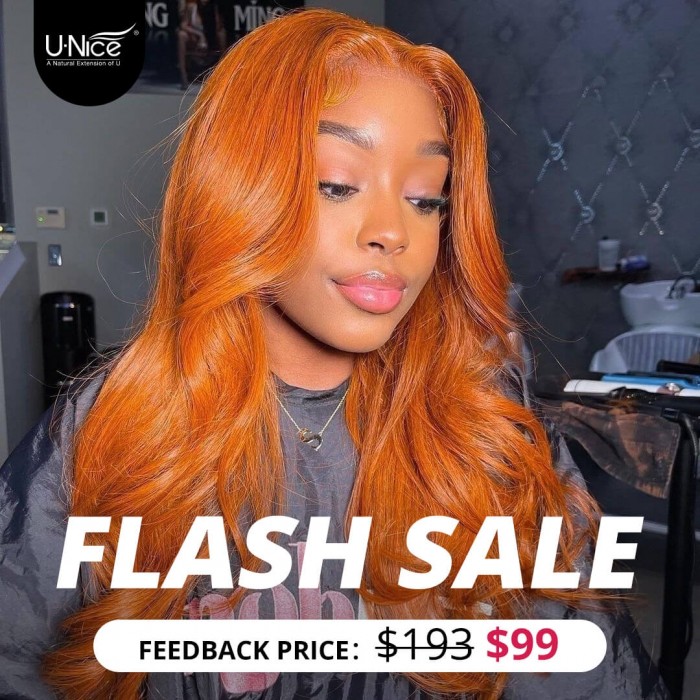 INS Flash Sale Fall Color Ginger Orange Body Wave Lace Part Wigs 16inch Human Hair Wigs