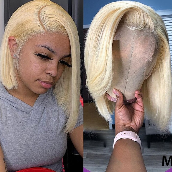 613 Blonde Short Layered 13x4 Lace Front Bob Wig