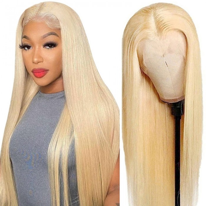 100% Virgin Human Hair 613 Blonde Straight 13x4 Lace Wig