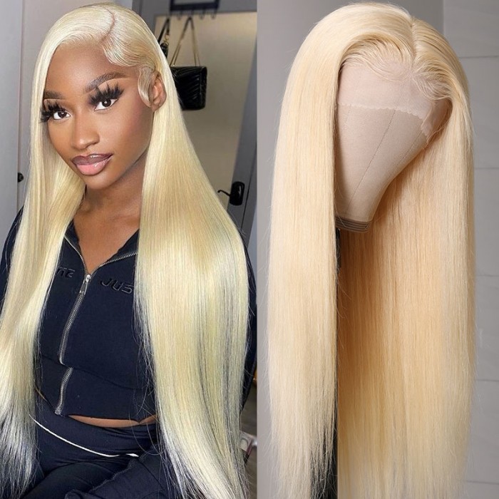 UNice Hair 100% Virgin Volume Human Hair Soft Long 613 Blonde Straight Lace Frontal Wig