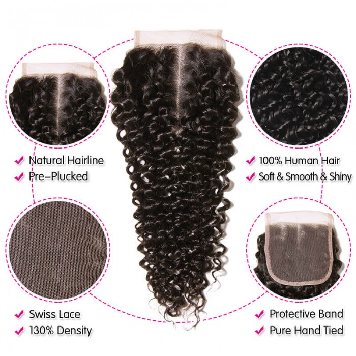 UNice Virgin 4 Bundles Peruvian Curly Hair Bundles With Closure | UNice.com