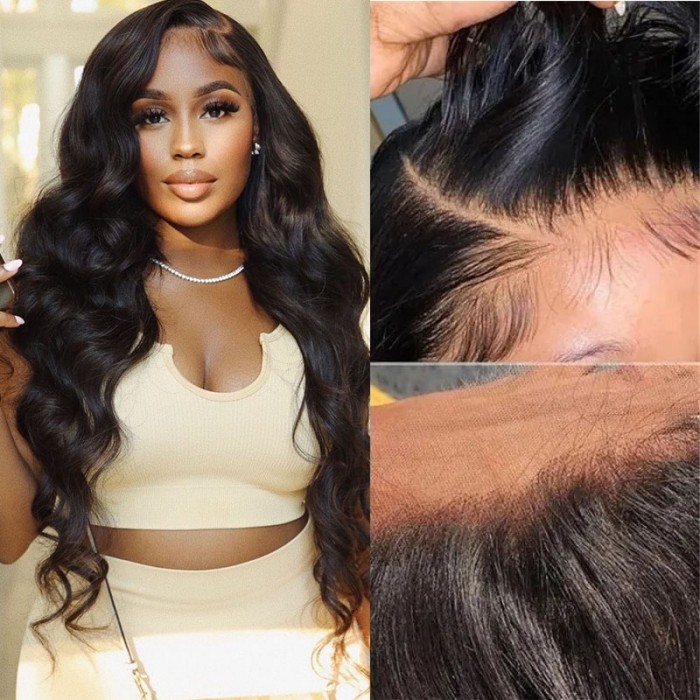 Pre Plucked Virgin Hair Body Wave HD Lace Closure Wigs Lace Melted Match All Skin Color