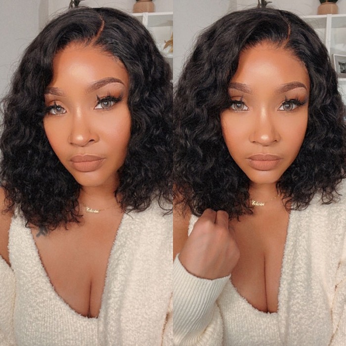 UNice Hair Water Wave Short Bobo 4x4 Lace Closure Wig With Undetectable Realistic Hairline