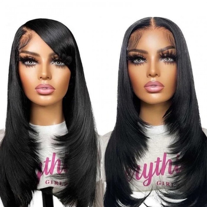 UNice Straight Lace Front Wig With Medium Length Layered Hair