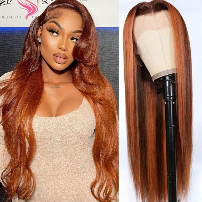 Giving Sunshine Mix Color Straight 13x4 Lace Front Human Hair Wig 150% Density