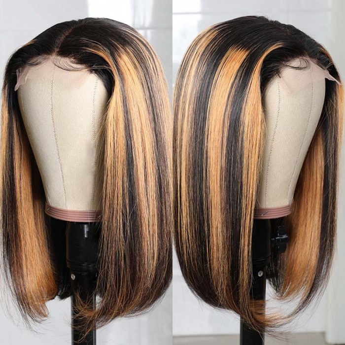 14 Inch Ombre Highlight Lace Part Bob Wig