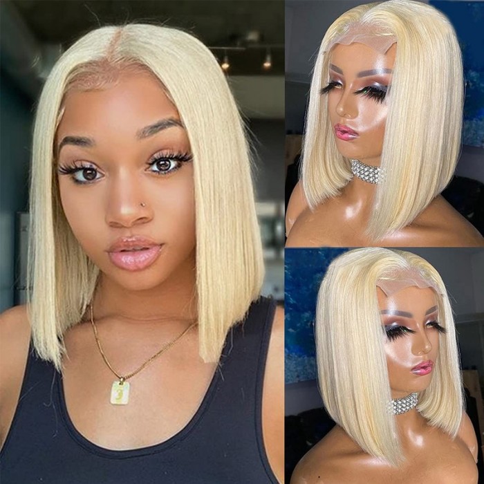 UNice Short 613 Blonde Bob Wig Human Hair 4x4 Transparent Lace Closure Wig