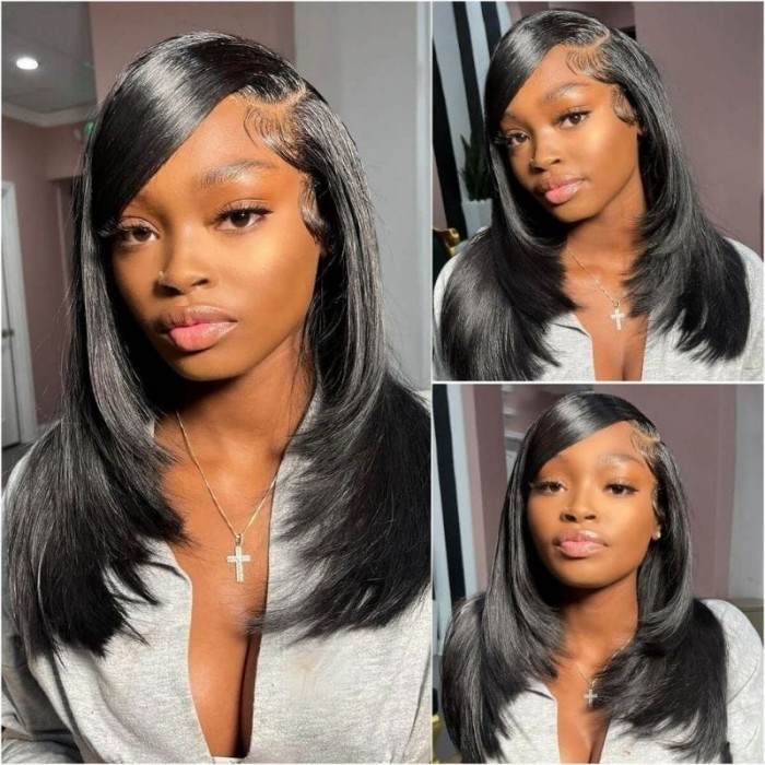 UNice Inner Buckle Cute Straight  13x4 lace front Wig 150% Density Layered Hair Super Sale 